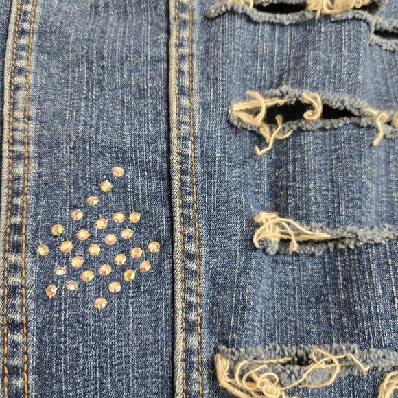 Vintage Y2K Allen B. Denim Jacket Womens S Blue Distressed Embellished - Picture 9 of 11